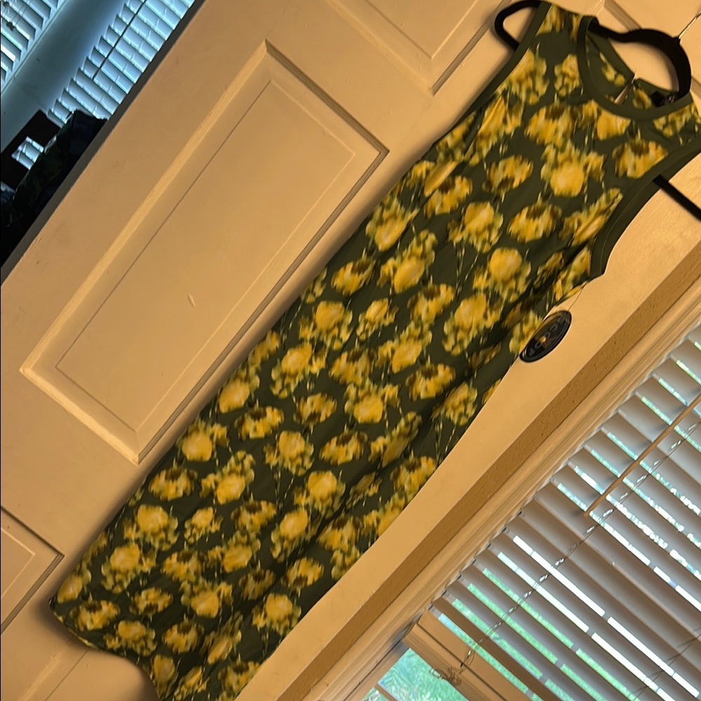 Scoop NYC Gold and Green Halter Maxi Dress